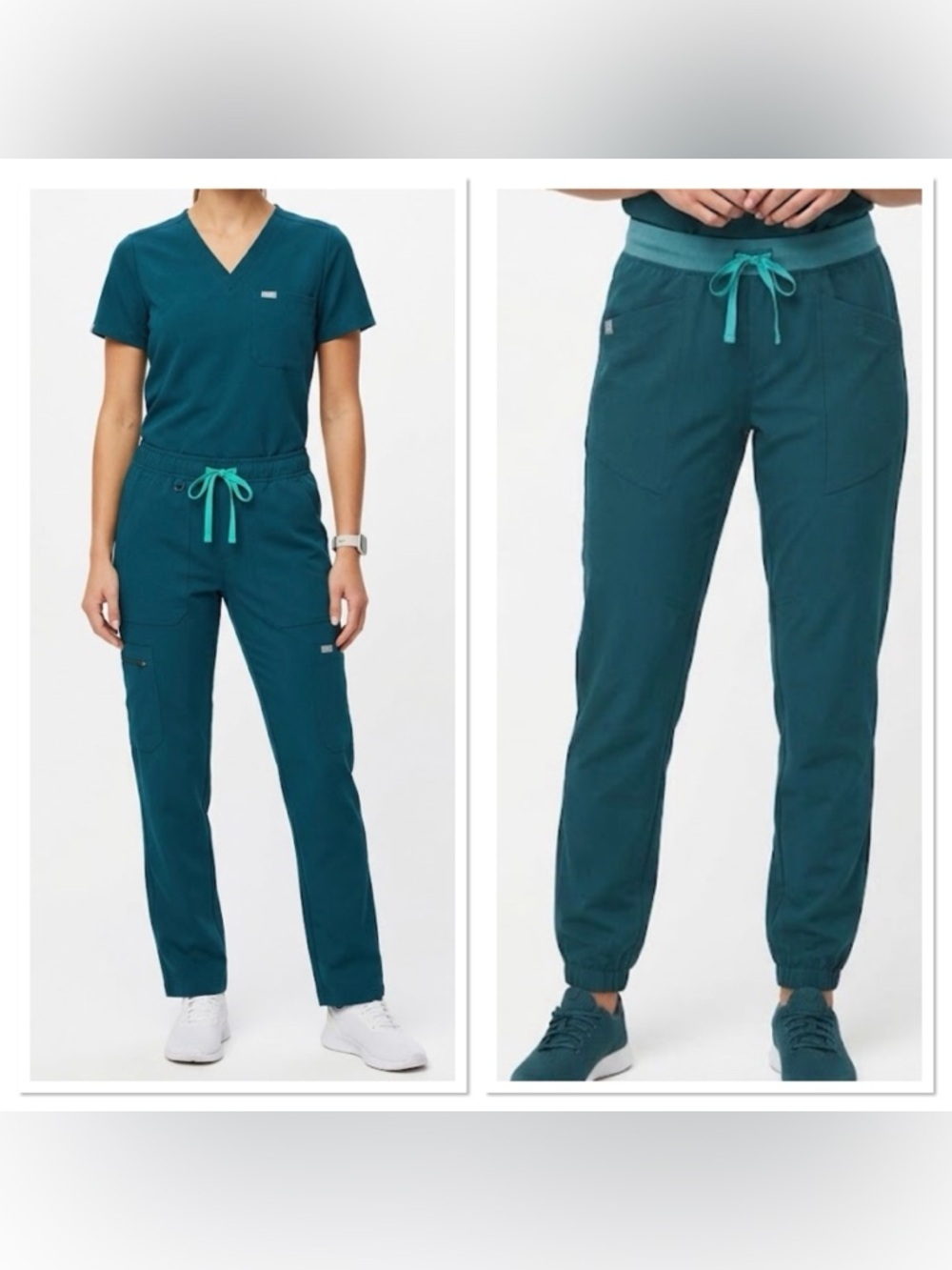 Figs 3pcBundle Teal Drawstring Track Jogger, Cargo Pants and Matching Top